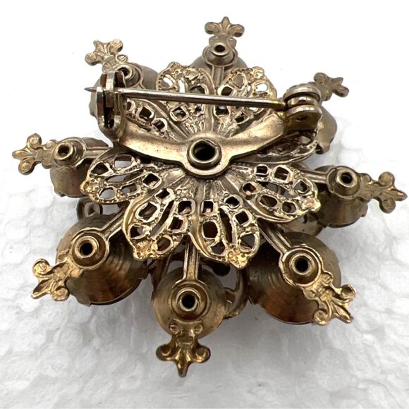 Vintage Purple Lavender Brooch Rhinestone Filigree Fleur-de-Lis Victorian Reviva - Picture 5 of 13